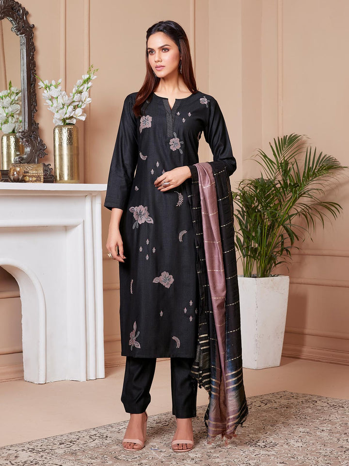 Black Embroidered Suit Set