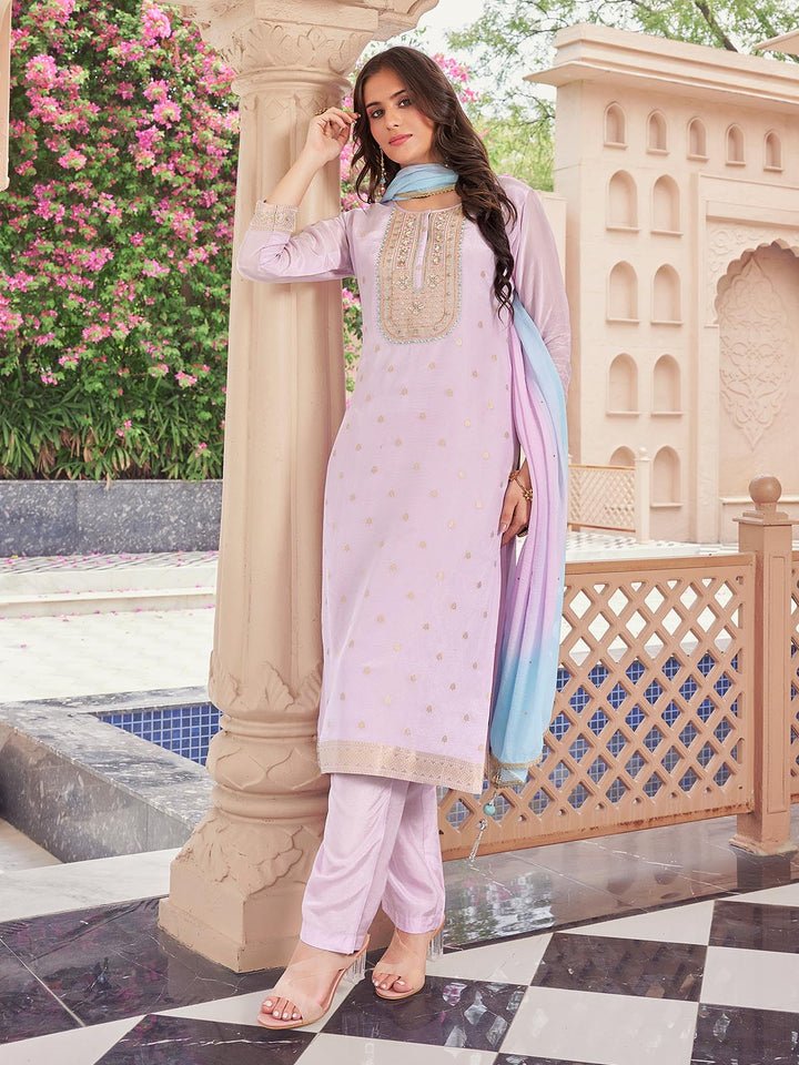 Lavender Jacquard Suit Set