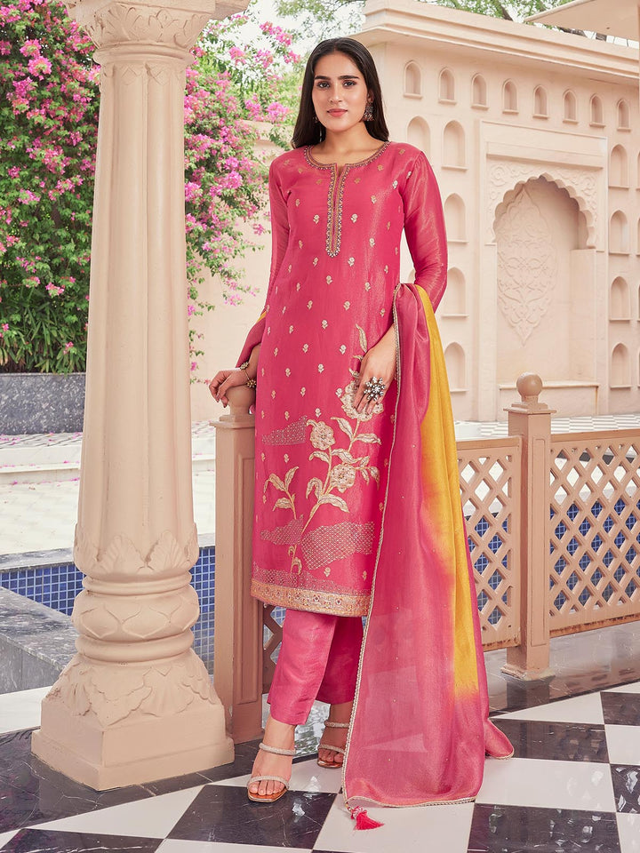 Pink Tissue Silk Suit Set1