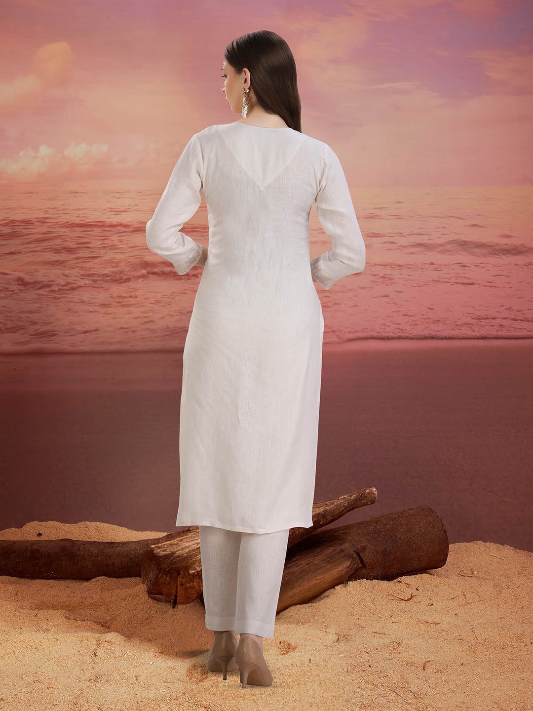 White Linen Suit Set