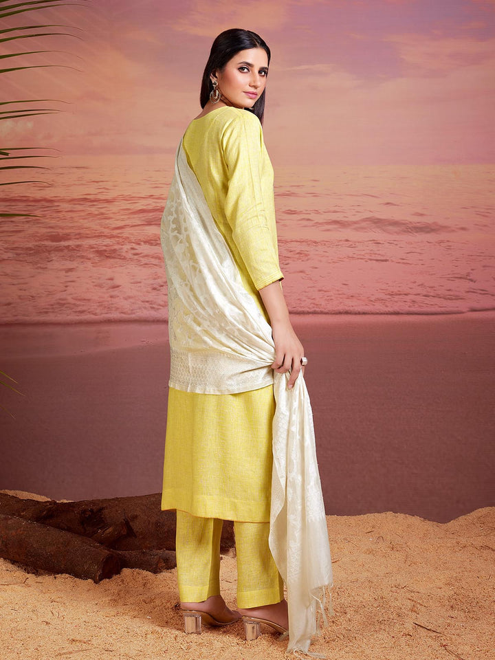 Lemon Yellow Linen Suit Set