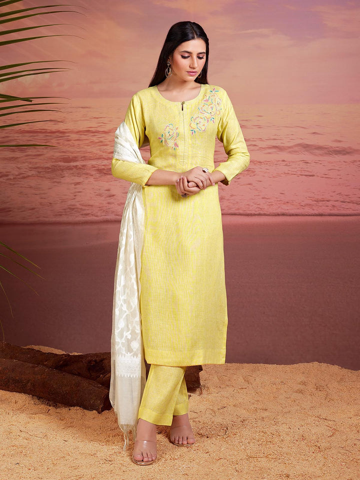 Lemon Yellow Linen Suit Set