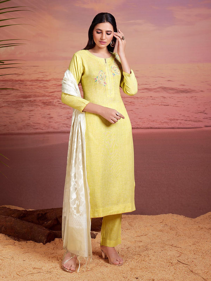 Lemon Yellow Linen Suit Set