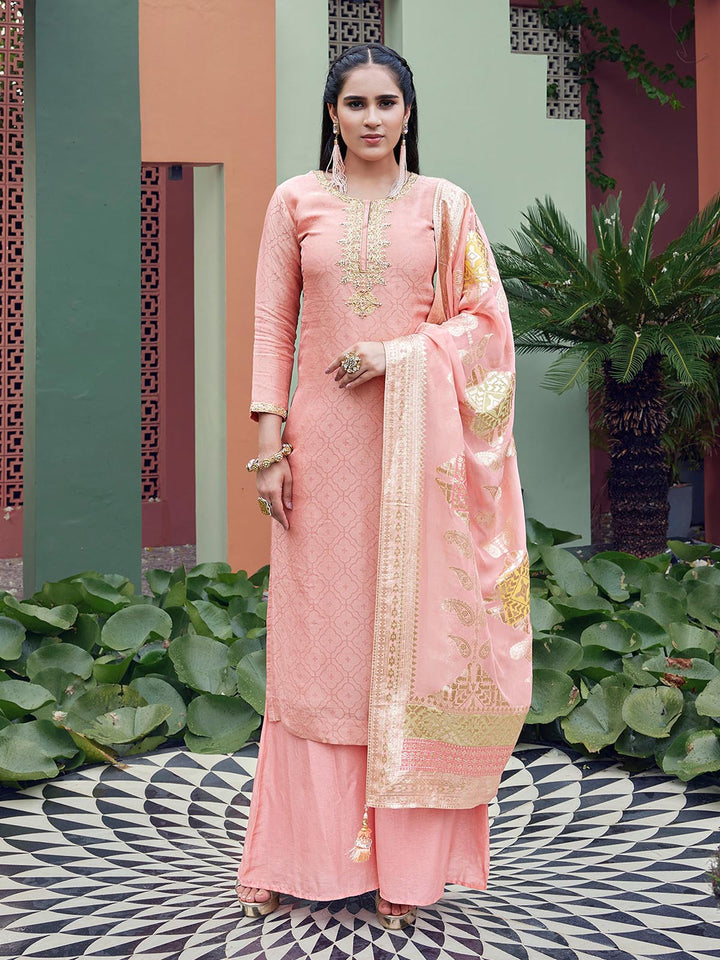 Light Pink Jacquard Suit Set