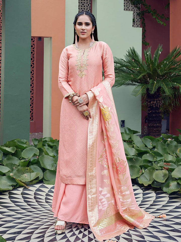 Light Pink Jacquard Suit Set