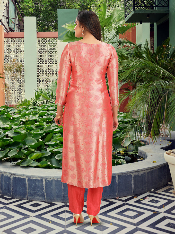 Red Jacquard Suit Set