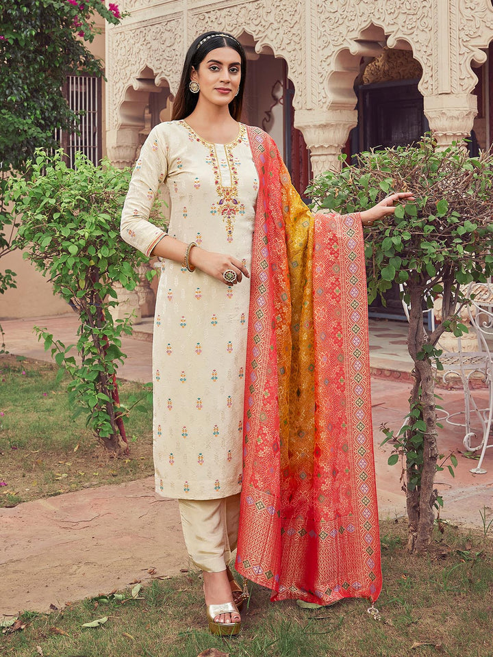 Ivory Jacquard Suit Set