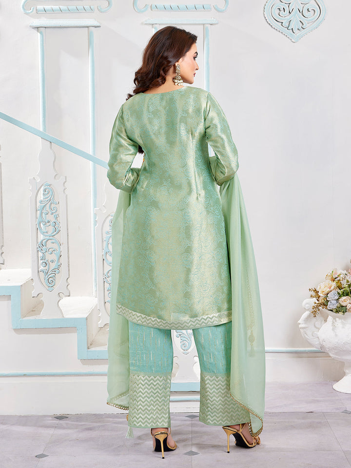 Mint Green Jacquard Pant Set