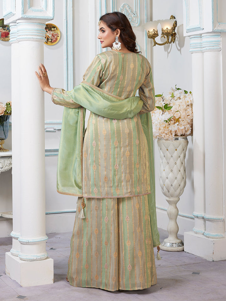 Green Jacquard Palazzo Set