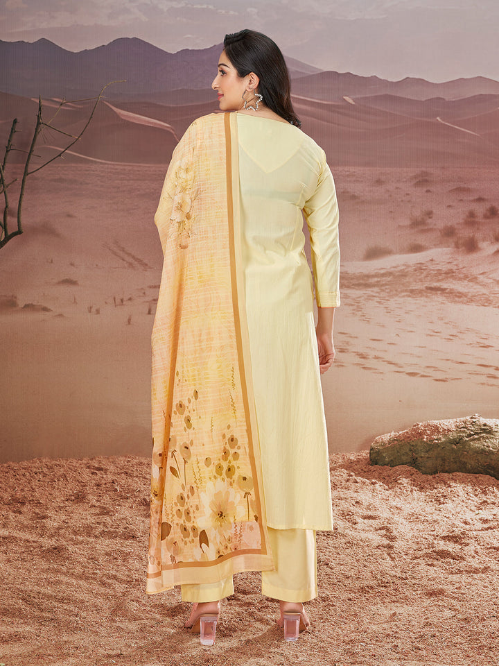 Light Yellow Embroidered Suit Set