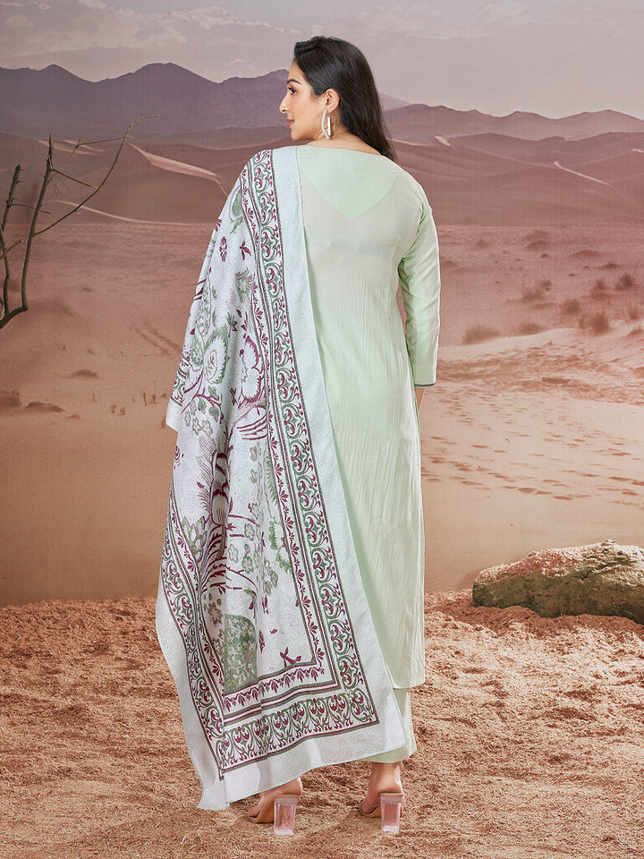 Light Mint Embroidered Suit Set