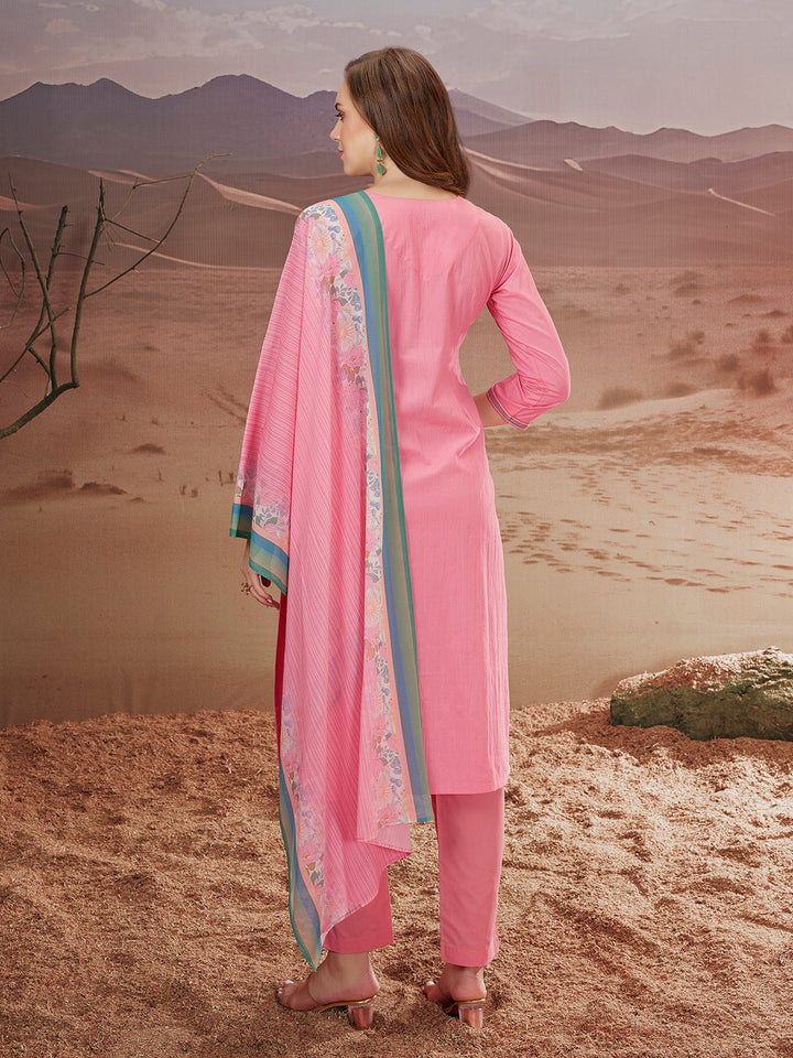 Pink Embroidered Suit Set