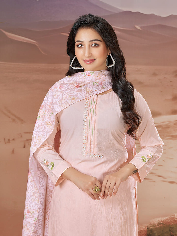 Light Pink Embroidered Suit Set