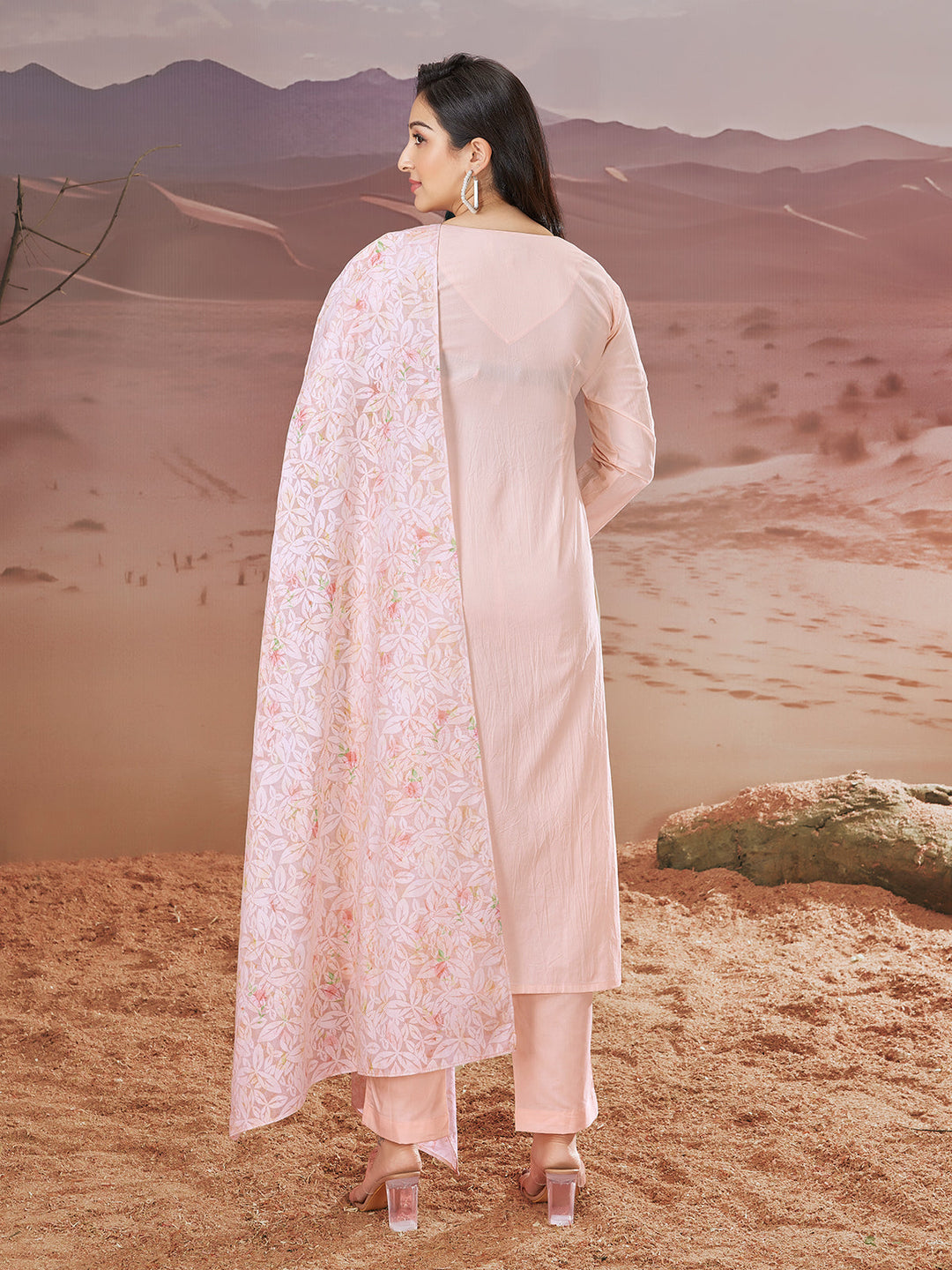 Light Pink Embroidered Suit Set