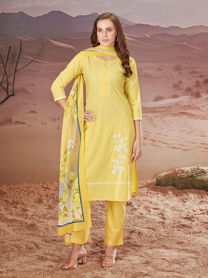 Yellow Embroidered Suit Set