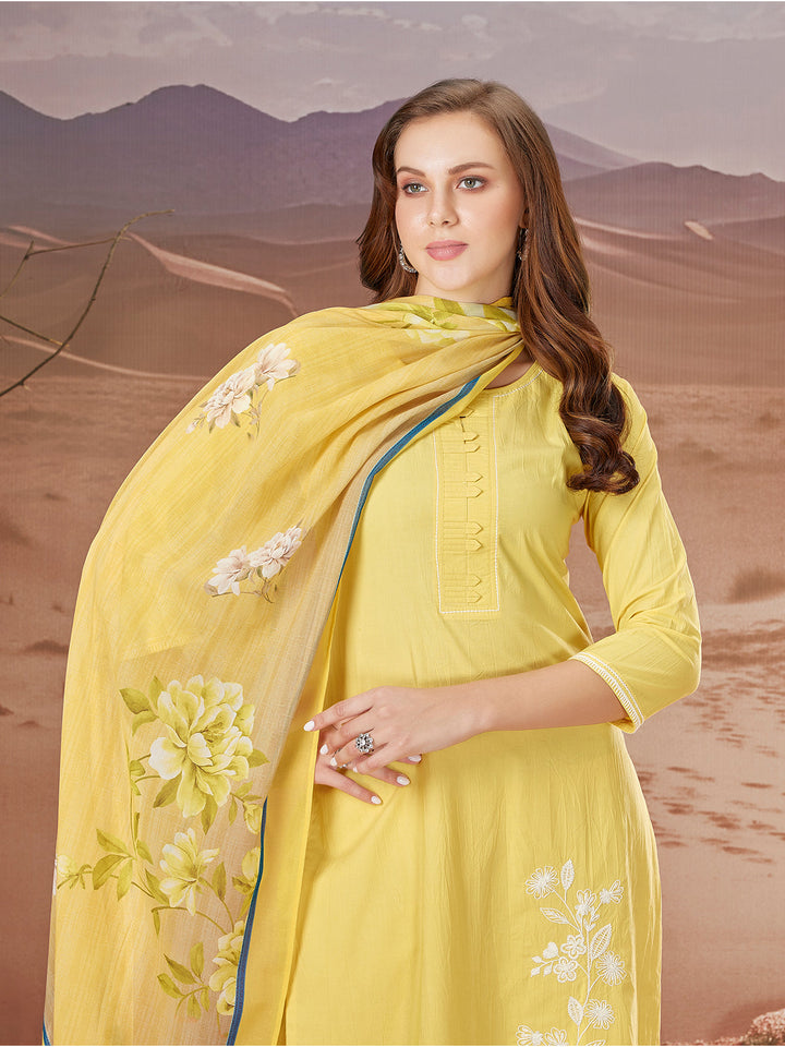 Yellow Embroidered Suit Set