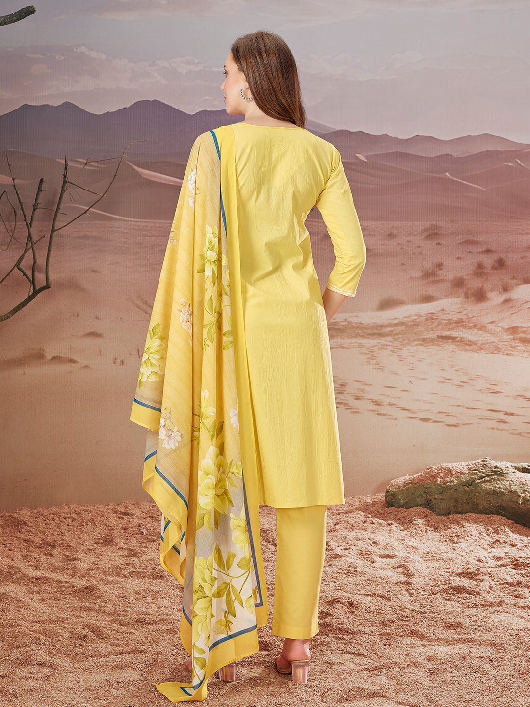 Yellow Embroidered Suit Set