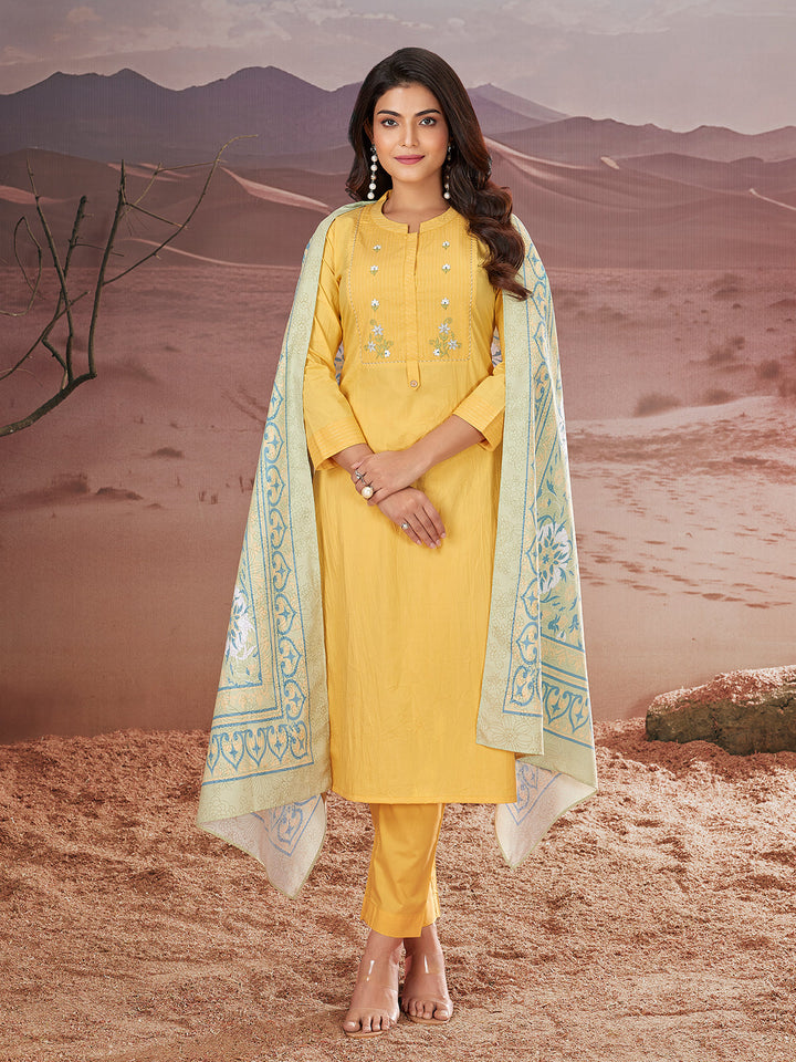 Yellow Embroidered Suit Set