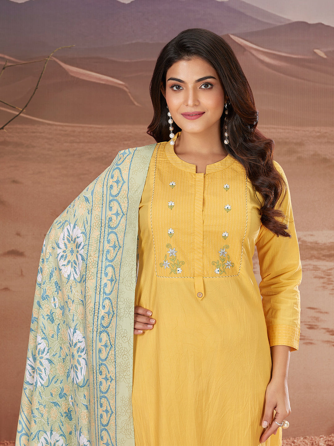 Yellow Embroidered Suit Set