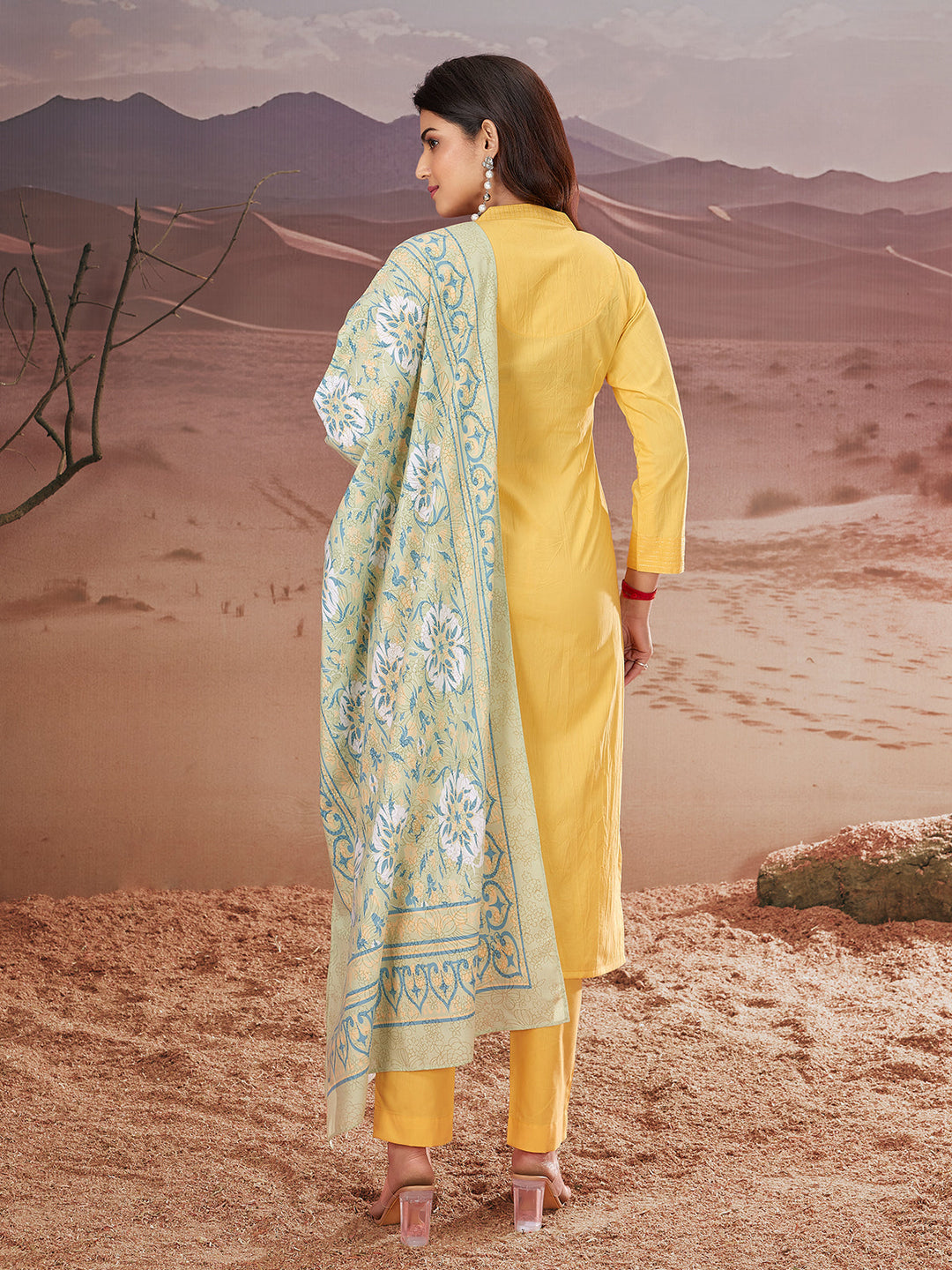 Yellow Embroidered Suit Set