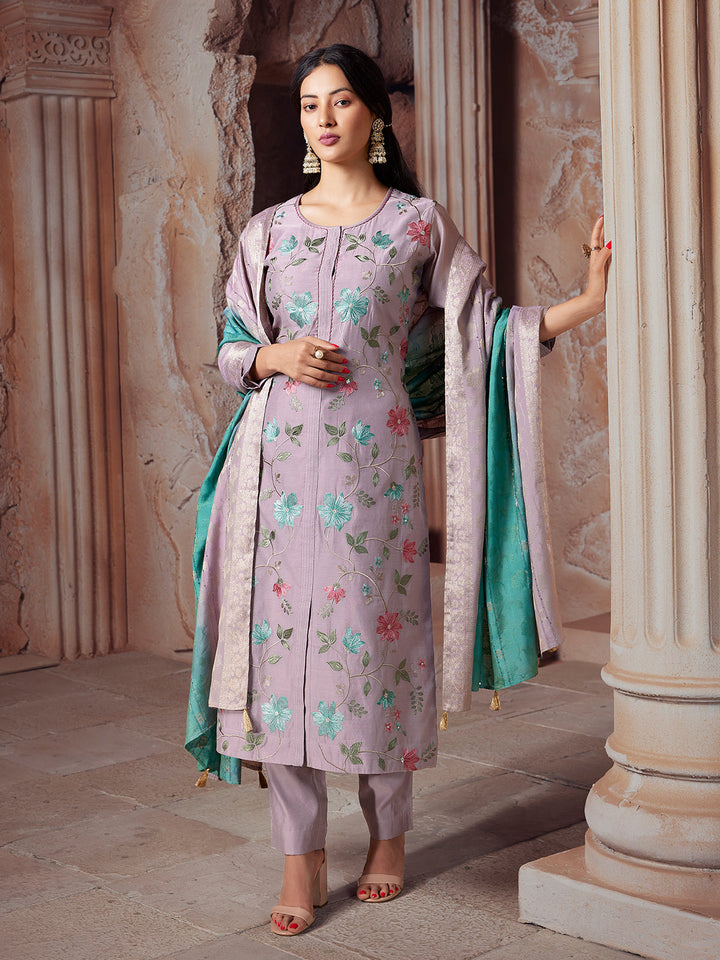 Lilac Semi-Silk Suit Set