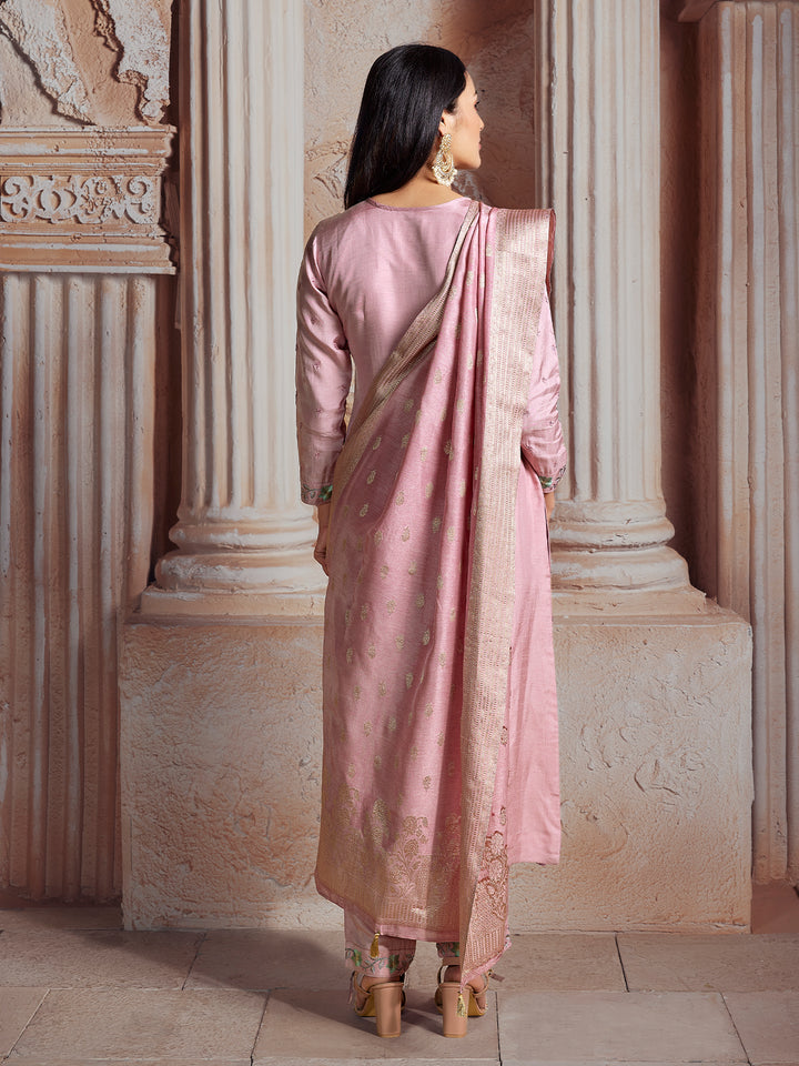 Light Pink Semi-Silk Suit Set