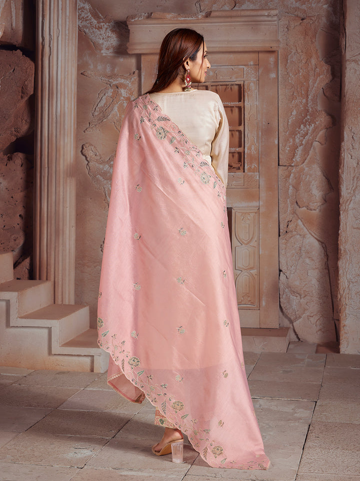 Cream Semi-Silk Suit Set