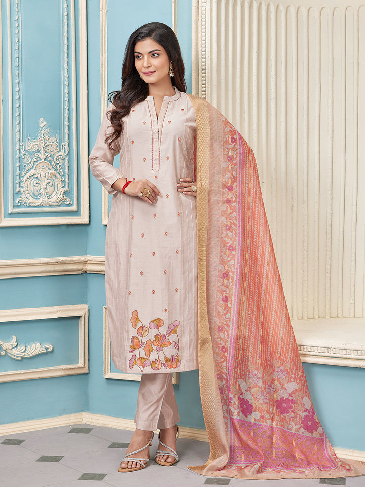 Light Pink Chanderi Suit Set