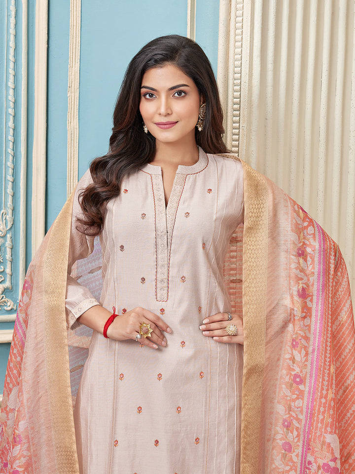 Light Pink Chanderi Suit Set