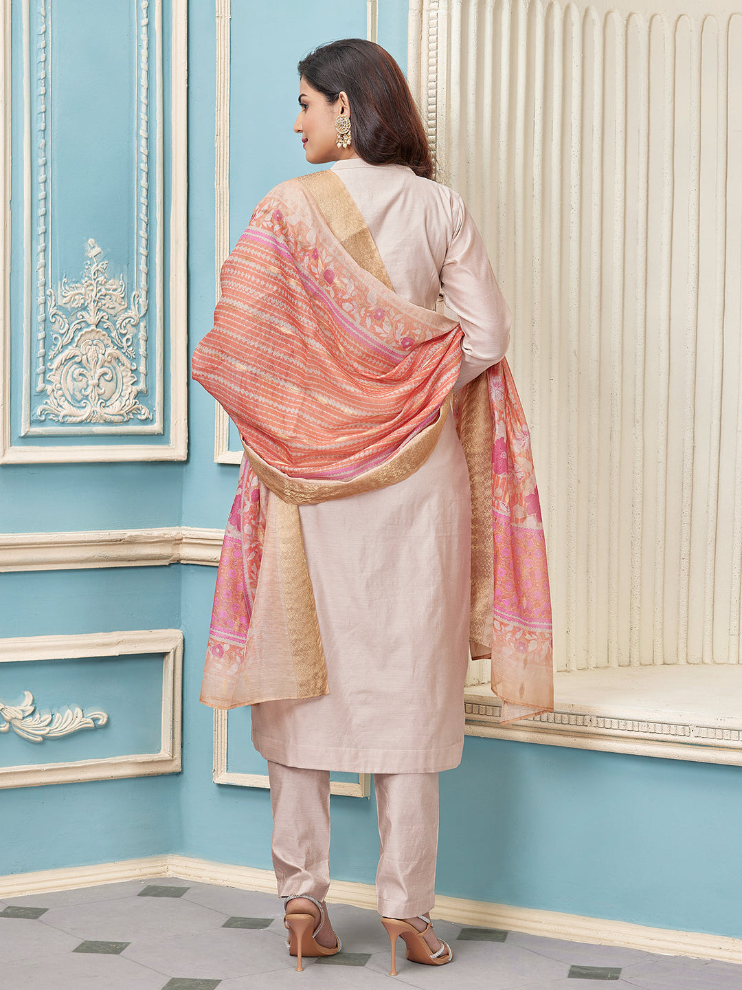 Light Pink Chanderi Suit Set