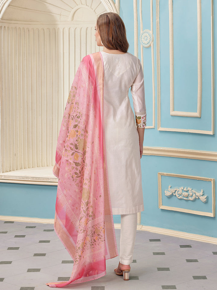 Cream Chanderi Suit Set