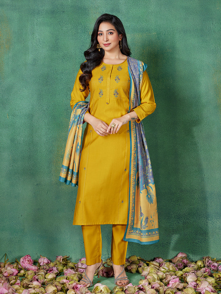 Yellow Embroidered Suit Set