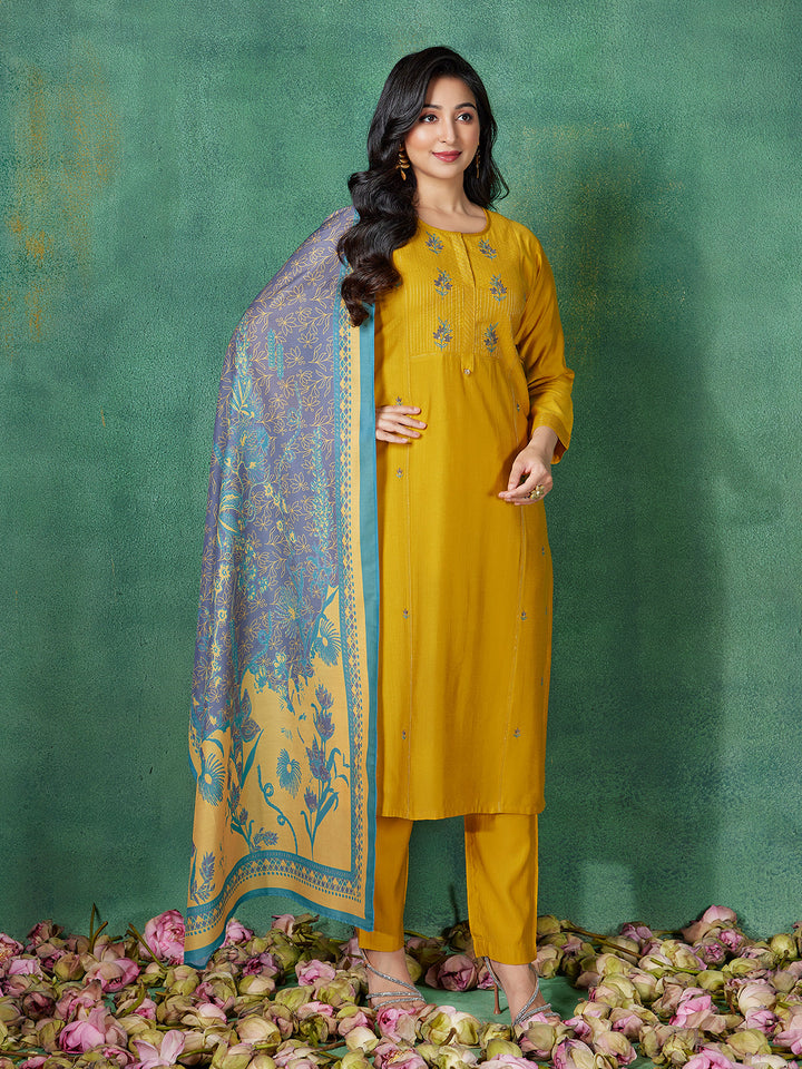 Yellow Embroidered Suit Set