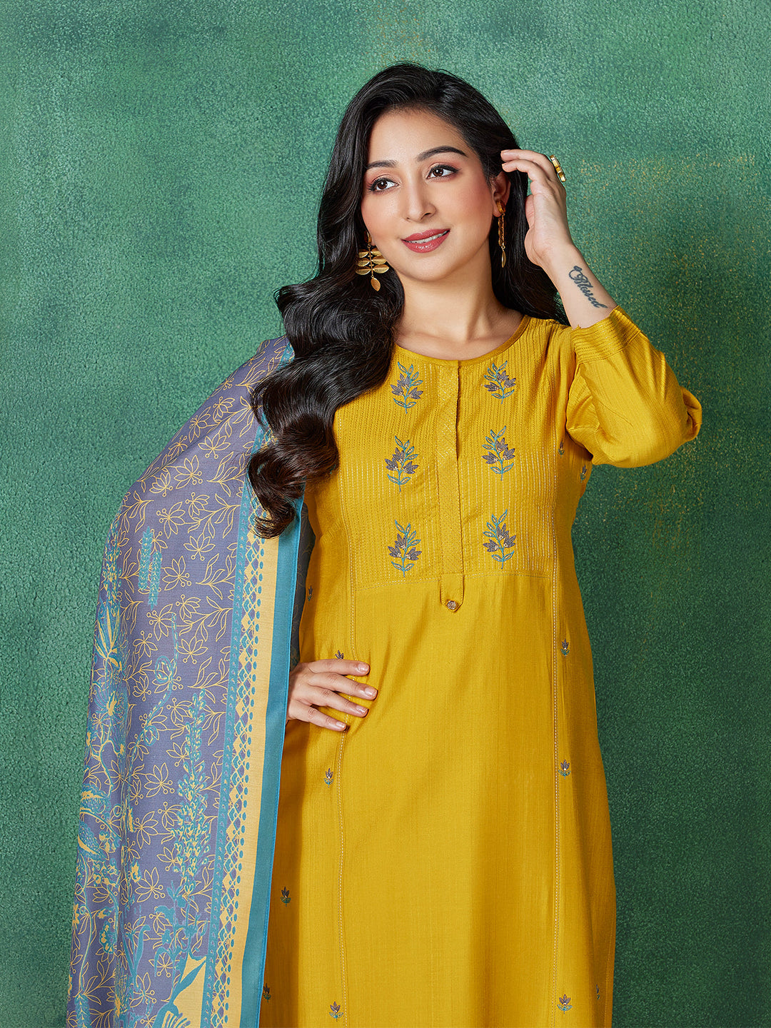 Yellow Embroidered Suit Set