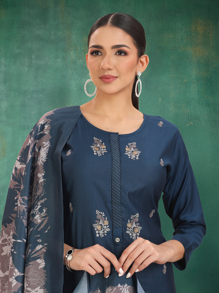 Blue Embroidered Suit Set