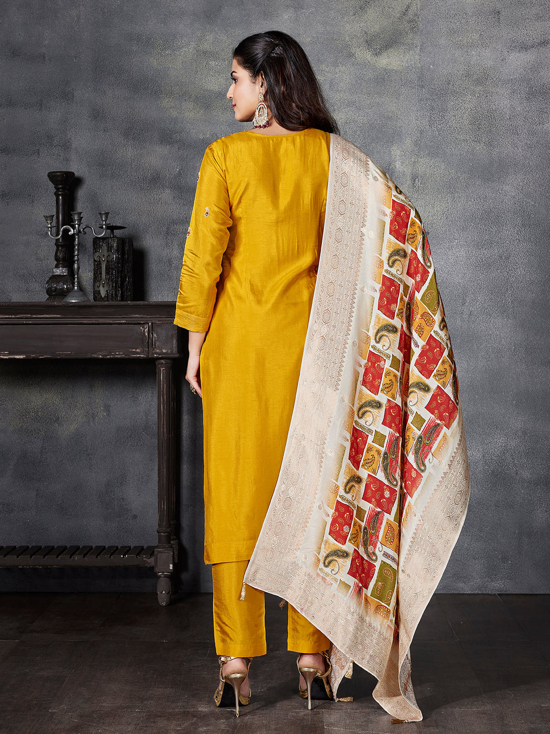 Yellow Semi Silk Suit Set