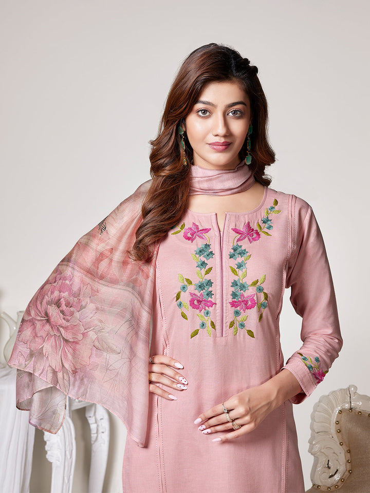 Light Pink Cotton-Linen Suit Set