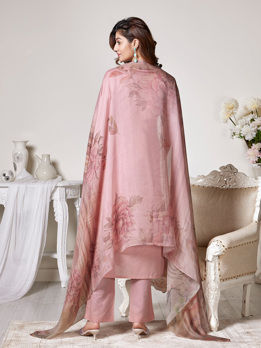 Light Pink Cotton-Linen Suit Set