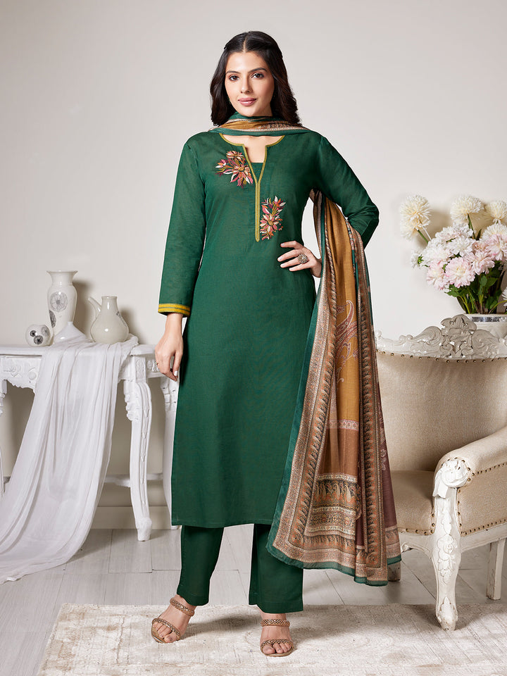Green Cotton-Linen Suit Set