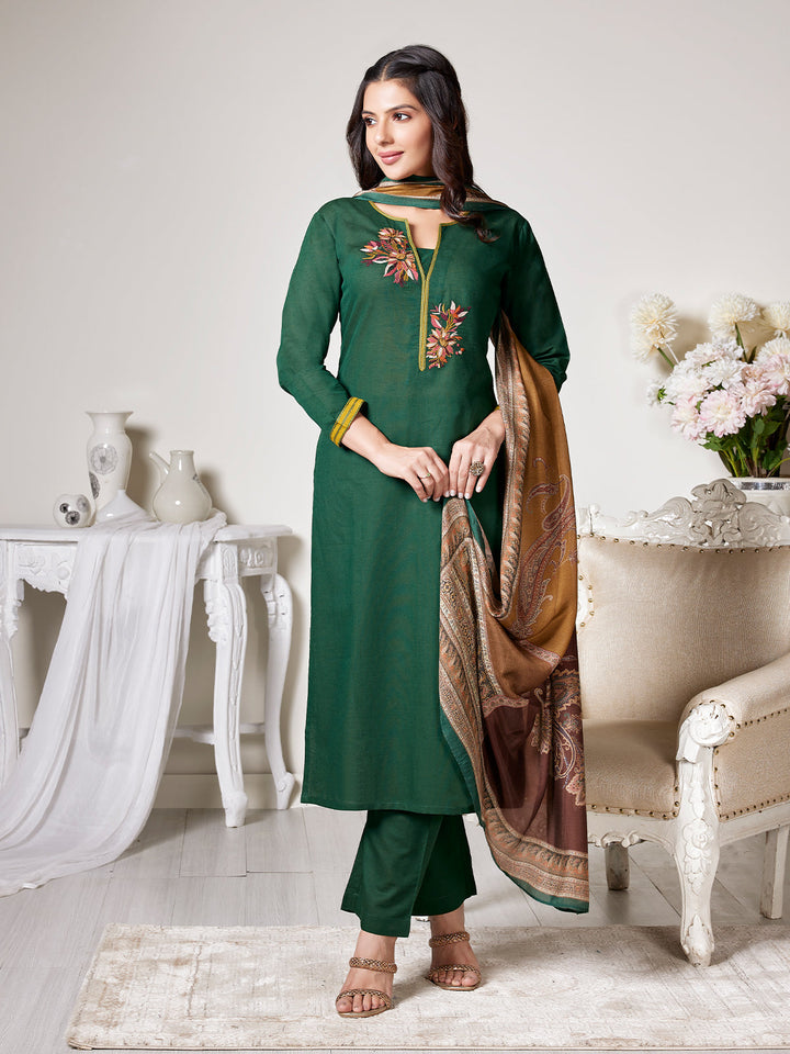 Green Cotton-Linen Suit Set
