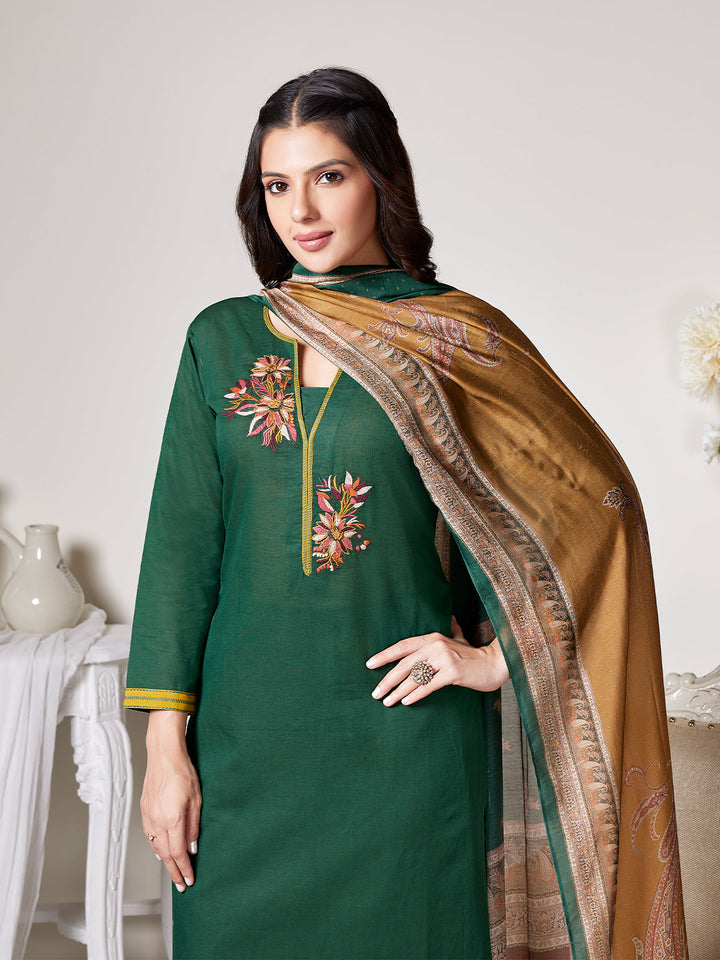 Green Cotton-Linen Suit Set