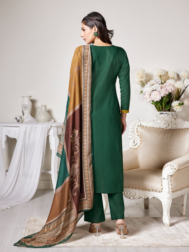 Green Cotton-Linen Suit Set