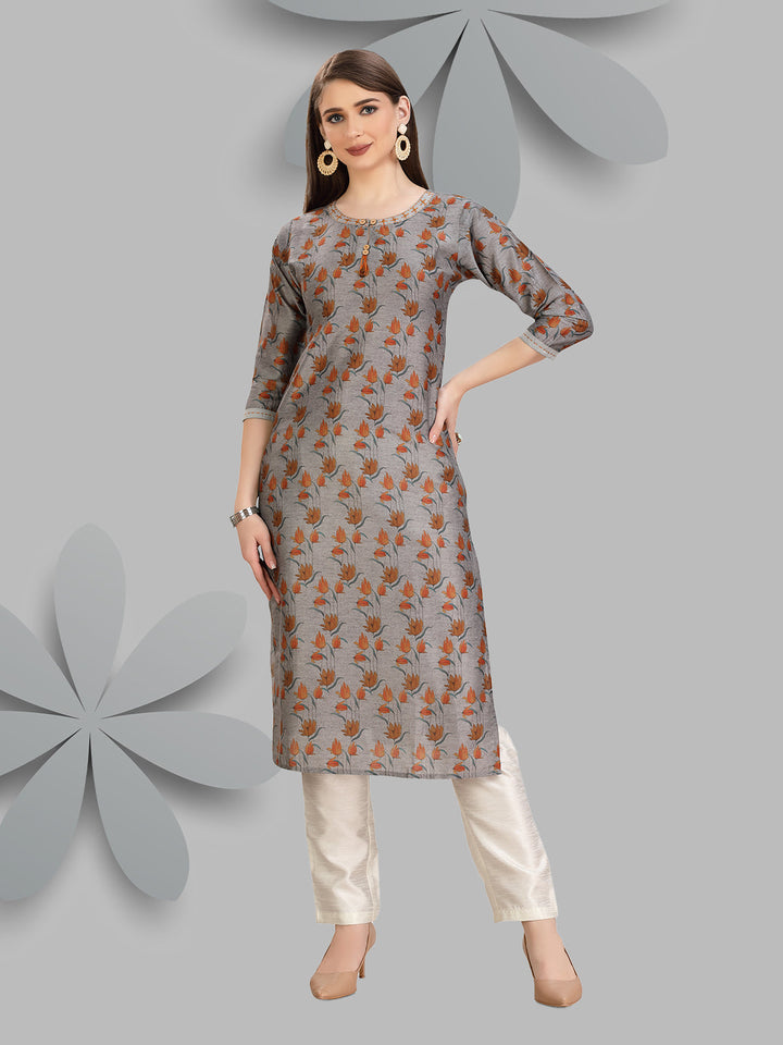 Grey Chanderi Kurti