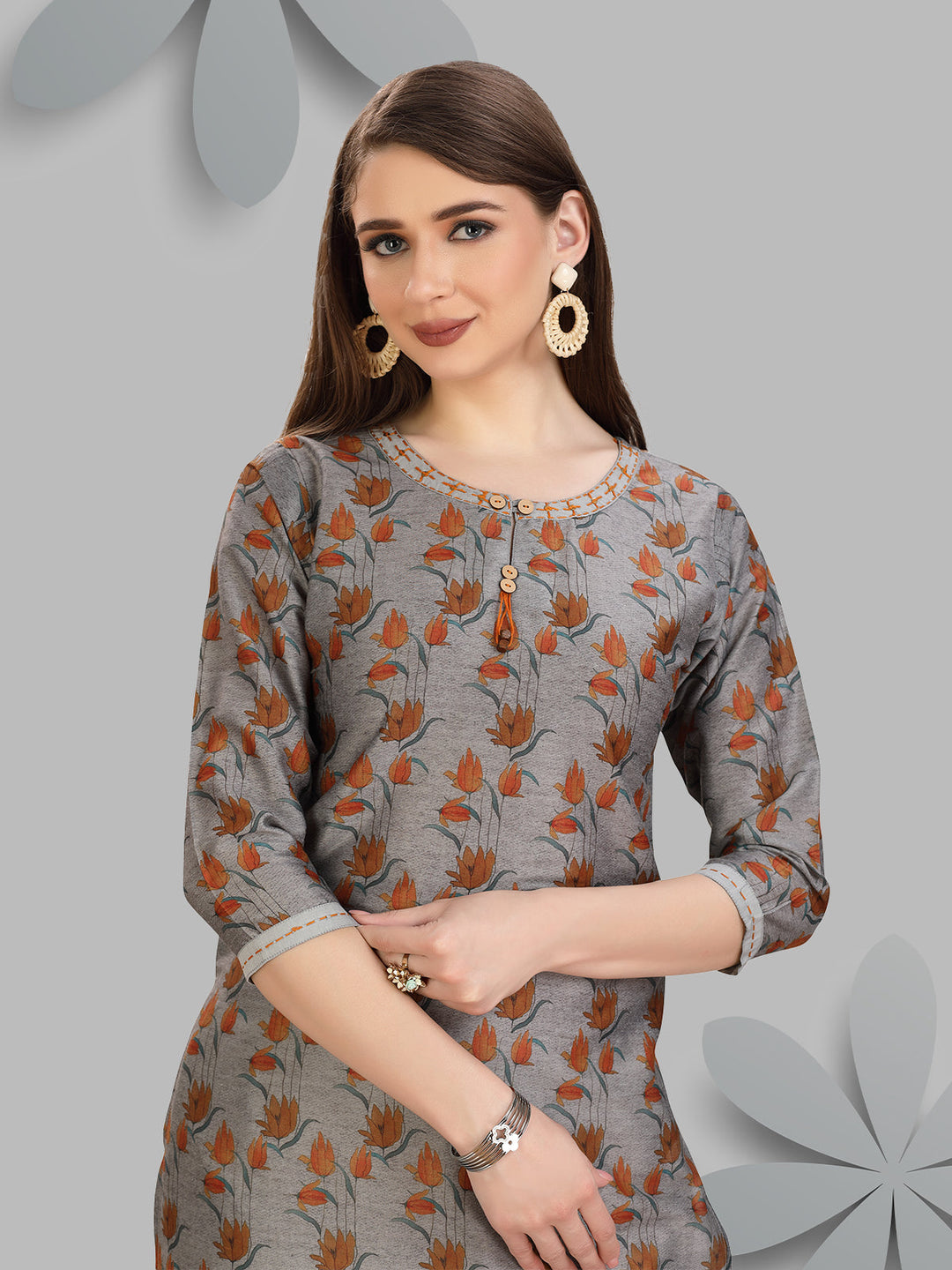 Grey Chanderi Kurti