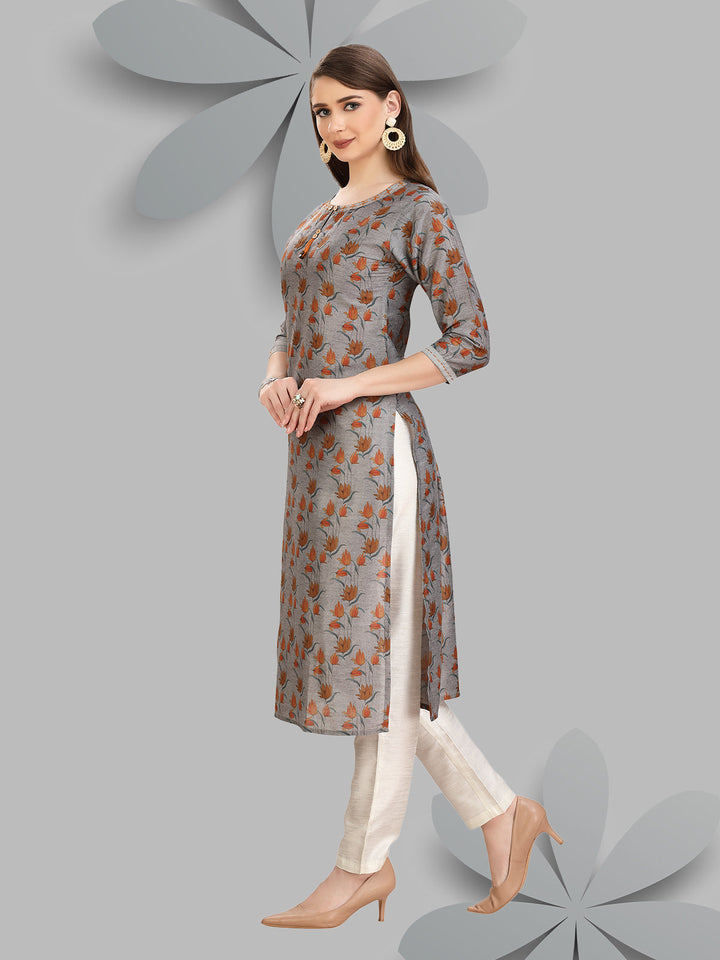 Grey Chanderi Kurti