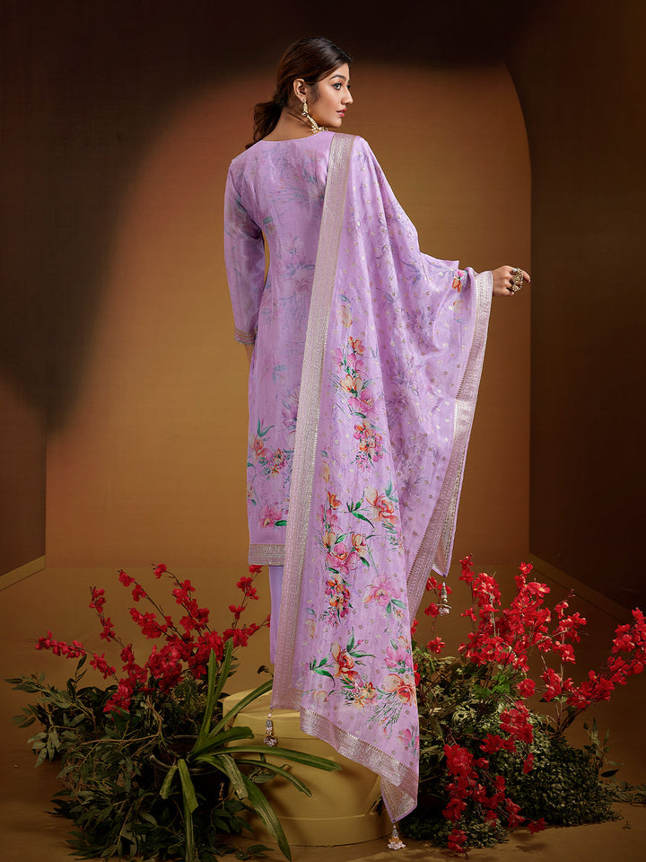 Lavender Jacquard Organza Suit Set
