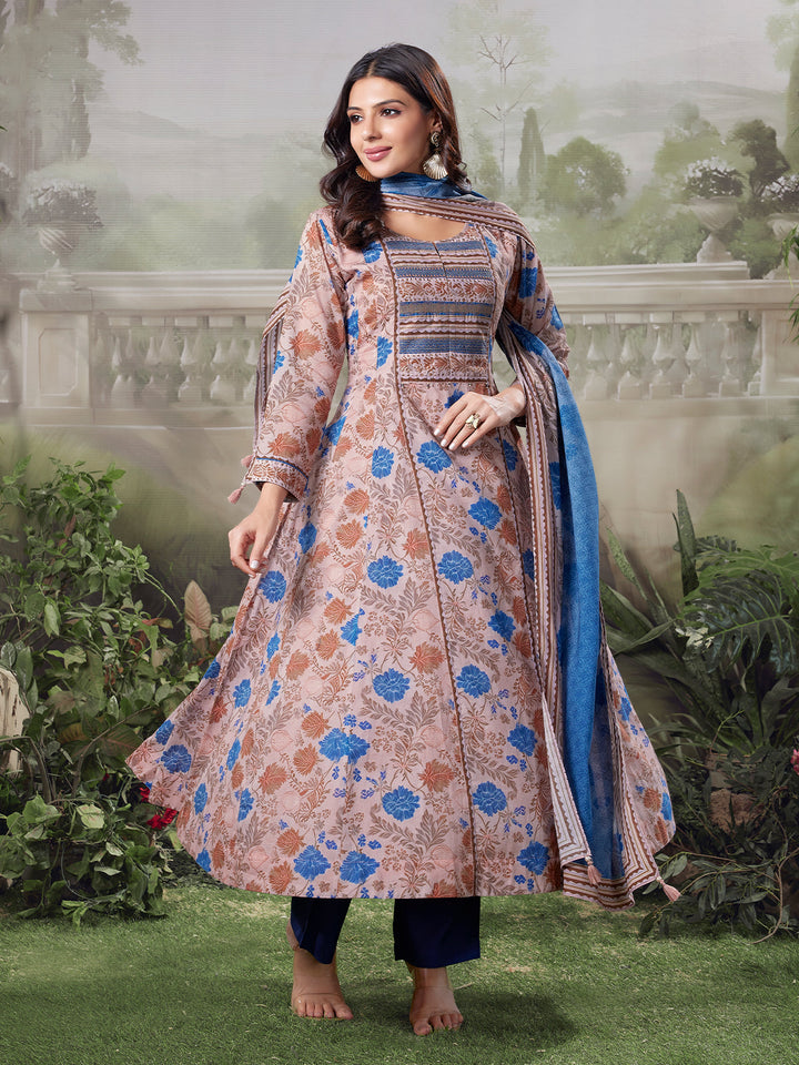 Blush Floral Cotton Anarkali Set