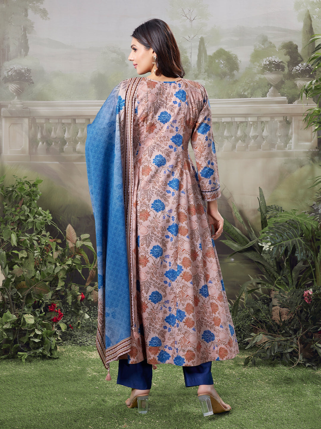 Blush Floral Cotton Anarkali Set