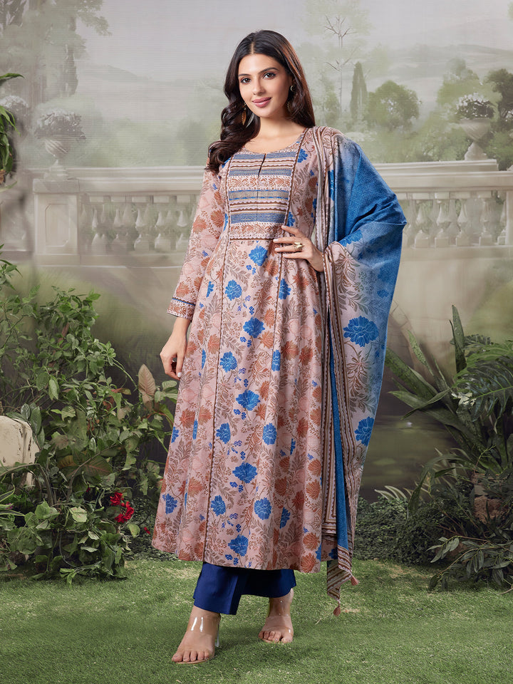 Blush Floral Cotton Anarkali Set