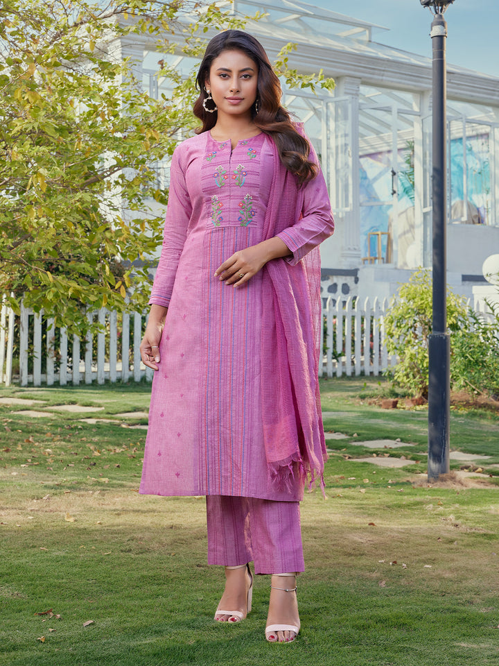 Pink Woven Woven Suit Set